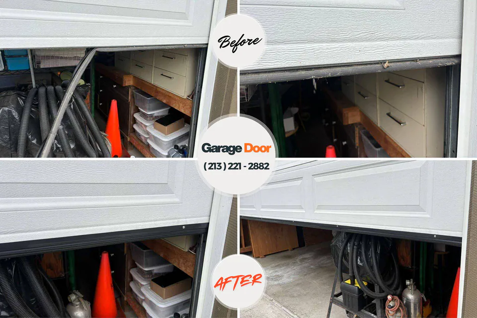 Before and after: garage door repair Angola on the Lake, NY